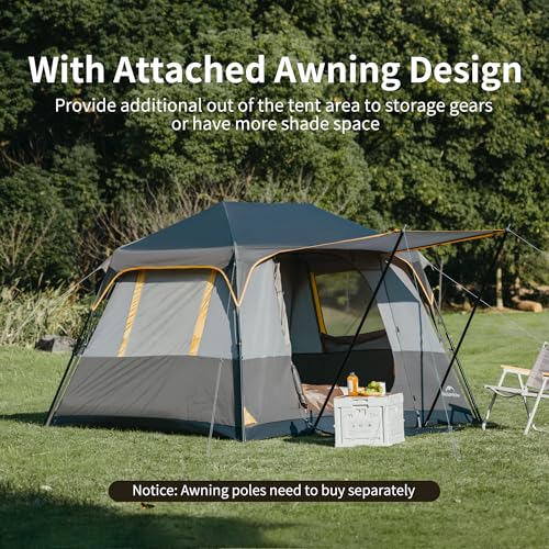 Naturehike Cape 4/6/8 Person Camping Tent, 60S Easy Setup Instant Tent Pop up Tent, Waterproof Large Tall 6/8 Person Tents...