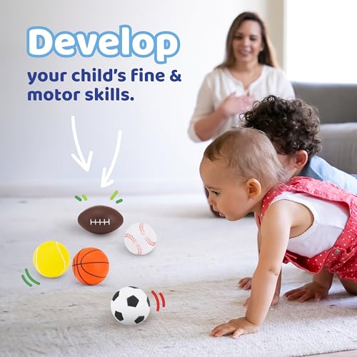 Neliblu Set of 5 Foam Balls for Kids - Toddler Toys Set with Soccer, Basketball, Football, Baseball, and Tennis - Soft Ind...
