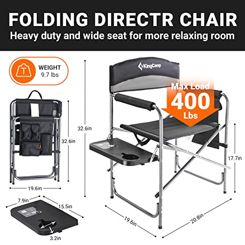 KingCamp 2-Pack Directors Camping Chair with Padded Folding Portable Seats, Black