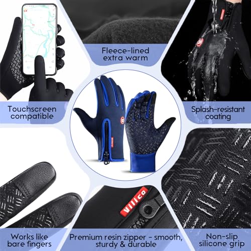 Insulated Thermal Winter Gloves with Touchscreen Compatibility - Waterproof Design for Outdoor Sports