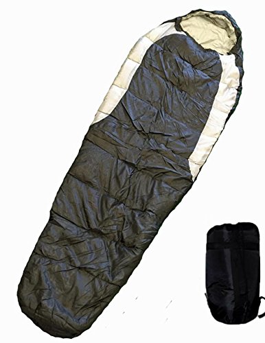 Shop4Omni Adult Mummy Type Camping Sleeping Bag with Carrying Case (Black)