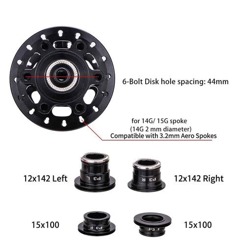 Lixada Bicycle Hub Disc 32H Front&Rear Disc Brake Hub MTB Mountain Bike 6 Pawls 32 Hole Bike Hub Disc 7075 Aluminum Ultralight Bike Disc Brake Hub for 8/9/ 10/11/ 12/13 Speed Cassette
