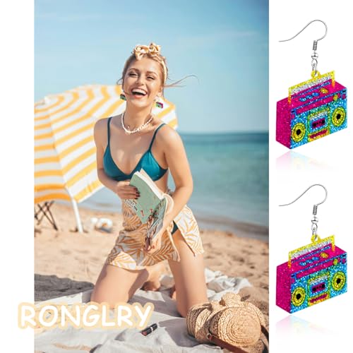 80s 90s Earrings for Women Colorful Lightning Acrylic Drop Earrings Neon Earrings Bulk for 80's 90's Outfit Glow Party Hal...