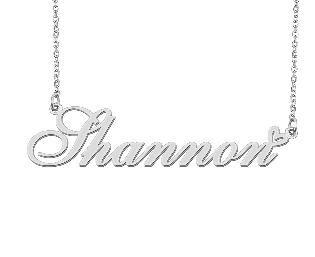 Aoloshow Stainless Steel Silver Shannon Heart Name Necklace Charm Pendant Jewelry for Mom Best Friends