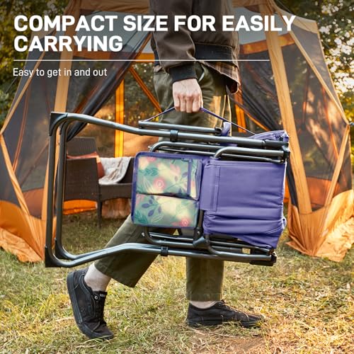 EVER ADVANCED Portable 30.7" Seat Height Tall Folding Chair Directors Chair High Foldable Bar Stool with Side Table for Ma...