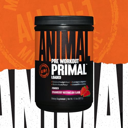 Animal Primal Muscle Hydration + Preworkout Powder – Contains Beta Alanine, 3DPump, Caffeine & Electrolytes – Improves Ene...