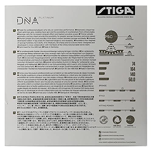 STIGA DNA Platinum H Table Tennis Rubber | Hard Professional Table Tennis Sheet for Maximum Control & Powerful Spins - Full Stroke Control - Made in Germany