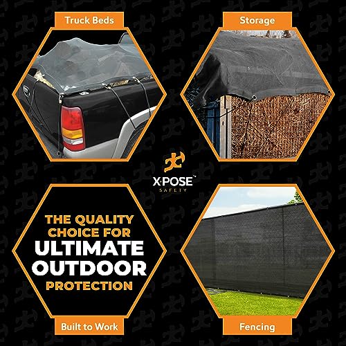 Xpose Safety Heavy Duty Mesh Tarp – 10’ x 16’ Multipurpose Black Protective Cover with Air Flow - Use for Tie Downs, Shad...