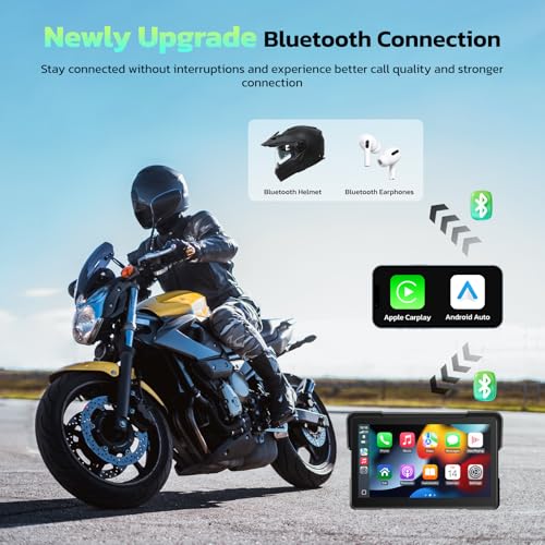 LAMTTO 7-Inch Wireless Motorcycle Carplay GPS Navigation System with Apple Carplay and Android Auto, Portable Moto Car Pla...
