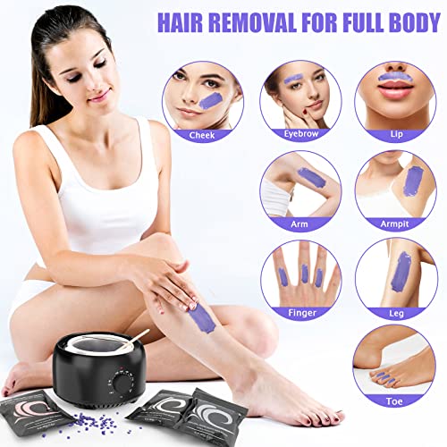 TIKESI Waxing Kit - Wax Warmer for Hair Removal, Hard Wax Kit with 14oz 5 Bags Hard Wax Beans for Full Body, Legs, Face, E...