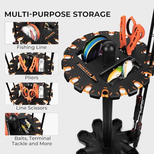 KastKing V16 Fishing Rod Rack With Rotating Base- Fishing Pole Rack Holds Up to 16 Fishing Rods or Combos, Lightweight and...