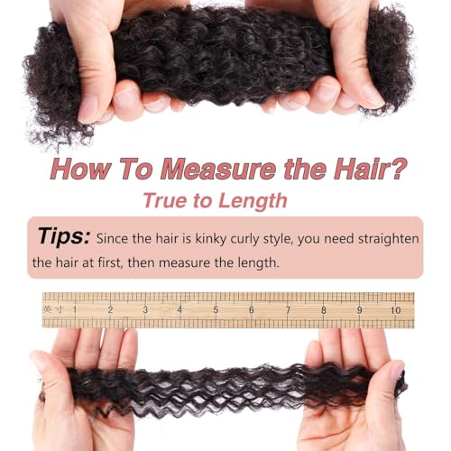 Afro Kinkys Bulk Human Hair for Mini Twist Braiding Braids Locs Dreadlock Extensions Afro Kinky-Curly Human Braiding Hair Bundles For Men Women Kids 16 Inch 4 Bulks 120g #1B Natural Black Soft Fluffy