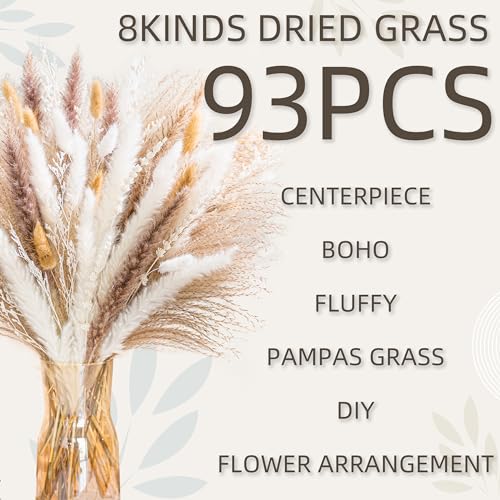 Natural Pampas Grass 8kind Grass Mix Bouquet | Dried Pampas Bouquet for Wedding Boho Flowers Home Table Decor Desk Decor, ...