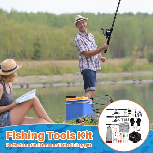 MiniInflat Telescopic Fishing Rod and Reel Combo, 6.89ft 2pcs Collapsible Rod with Plier Lip Gripper Lures Carrier Bag Pr...