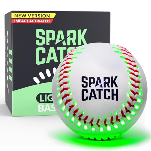 SPARK CATCH Light Up Baseball, Glow in The Dark Baseball, Sports Gear Accessories Gifts for Boys 8 9 10 11 12 13 14 15 Yea...