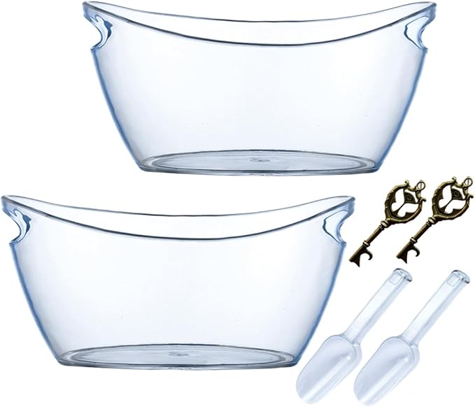 2 PCS Ice Bucket,Acrylic Ice Buckets for Parties,5.5L Extra Large Clear Champagne Beer Tub Mimosa Bar Supplies Kit Wine Be...