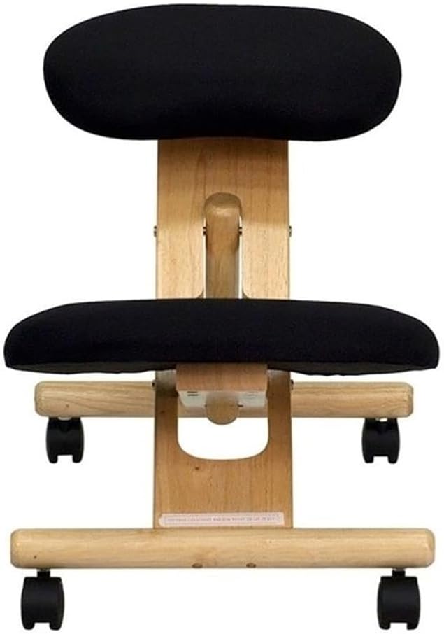 Scranton & Co Contemporary Fabric/Wood Mobile Ergonomic Kneeling Chair in Black