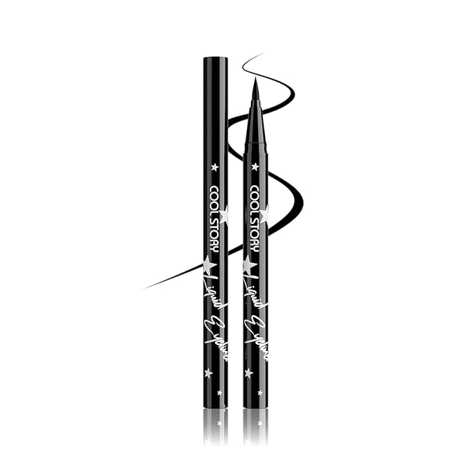 COOL STORY Liquid Eyeliner Waterproof Smudge Proof Eye Liner, 24H Long-Lasting, 0.6ml/0.02 fl.oz Black