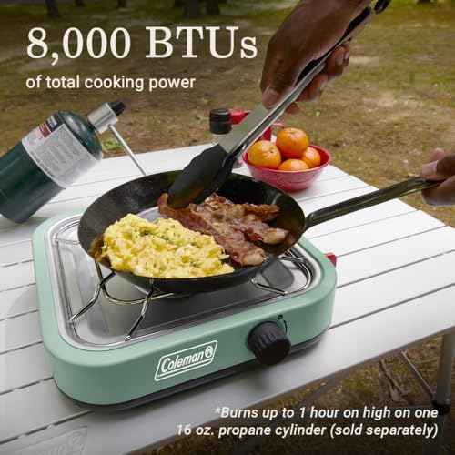 Coleman Cascade 18 1-Burner Camping Stove, Portable Cooktop with 8000 BTUs & Matchless Lighting, Fits 12-Inch Pan, Great for Outdoor Cooking, Camping, Tailgating, Grilling, BBQs, & More