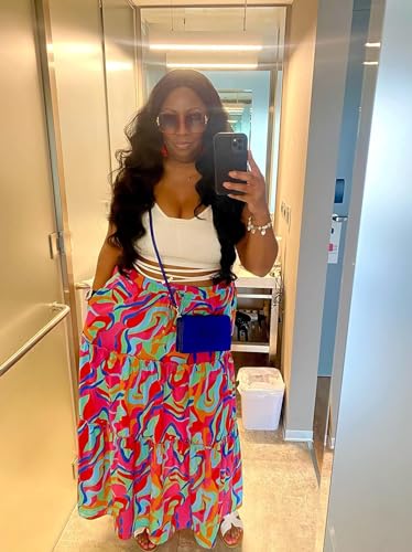 EARKOHA Womens Boho Maxi Skirt 2026 Summer Cruise Casual High Waist Tie Flowy Long Skirt with Pockets For Beach Vacation
