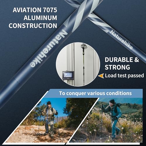 Naturehike Collapsible Hiking & Trekking Poles, 2 PC Adjustable Lightweight Aircraft Aluminum Trekking Poles