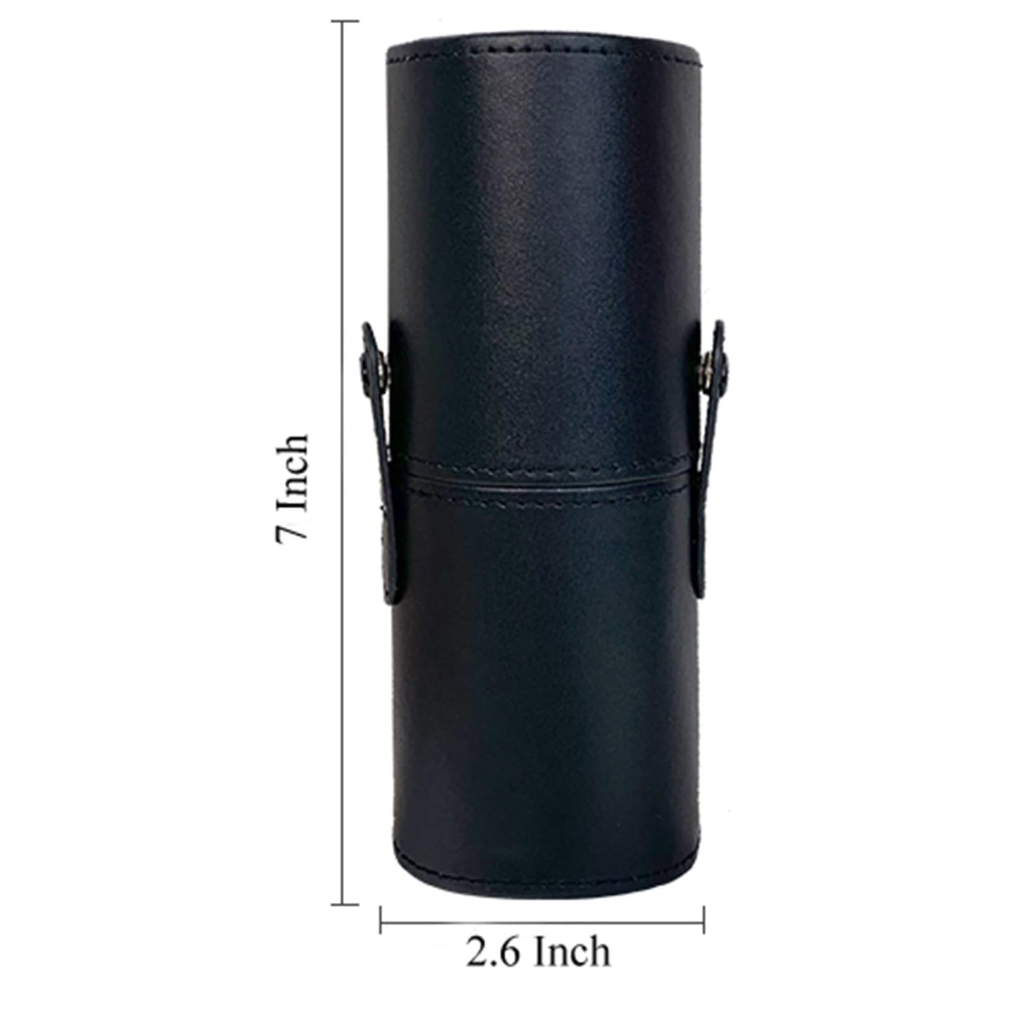 Kanviensl Portable Makeup Brush Case Black, Dustproof Leather Cylindrical Cosmetic Makeup Brush Cup Organizer/Display with Snap,