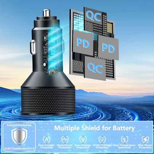 Car Charger USB C, Stuffcool 90W PD Dual USB-C & USB-A Car Power Adapter 4 in 1 PD/QC Type C Fast Charge Cigarette Lighter Adapter USB Charger for iPhone 17 17 Pro 16 15 14 13 12/Galaxy S25 S24/Pixel