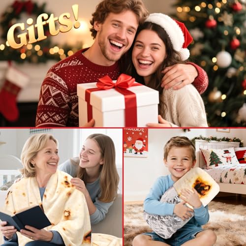 CASOFU Burrito Tortilla Throw Blanket 71 inches for Adult Kids, Novelty Tortilla Wrap Blanket Funny Gifts for Women Men Te...