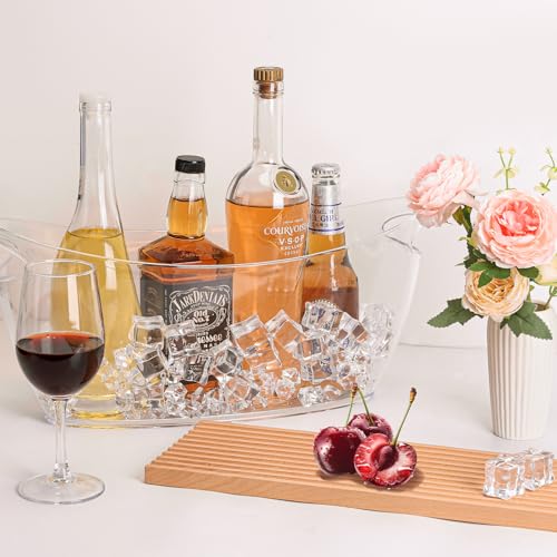 2-Pack Clear Ice Bucket Set – Beverage Tub & Champagne Bucket,Perfect for Mimosa Bar Supplies,Ice Buckets for Parties,and ...
