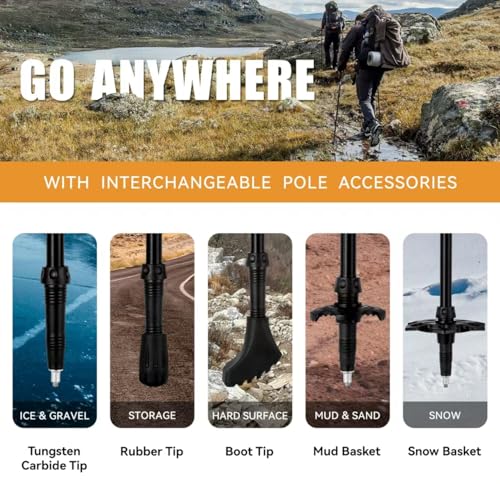 Twsitte Collapsible Hiking Poles, Lightweight Aluminum Adjustable Walking Poles,Carbon Fiber Trekking Poles with Flip Lock...