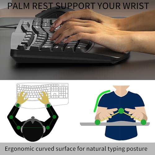 RECCAZR Ergonomic Keyboard, Wired Computer USB Keyboard with Wrist Rest, Spill-Resistant, Wave Keys for Natural Typing, Co...
