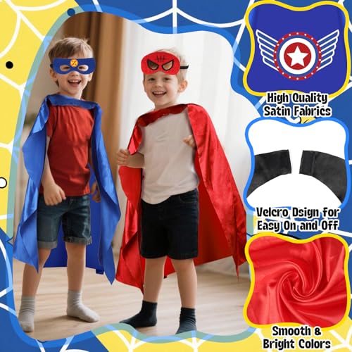 KUBUSFLY Superhero Capes for Kids, Halloween Costumes for Boys with Masks Dress Up Set for Cosplay Party Halloween Christm...