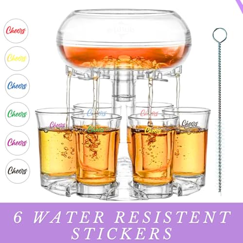 Etihub Shot Glass Dispenser And Holder - Party Drink Set For Liquor With 6 Glasses, Cool Glass Shots Game Accessories, Cut...