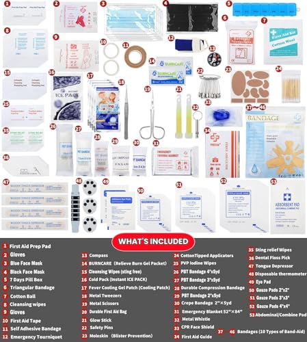 VRIEXSD 400 Piece Large First Aid Kit Premium Emergency Kits for Home, Office, Car, Outdoor, Hiking, Travel, Camping, Surv...