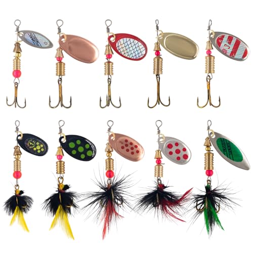 YPWUE Rooster Tail Fishing Lures – Inline Spinner Baits Kit for Trout, Bass & Salmon – Effective in Freshwater, Streams & ...