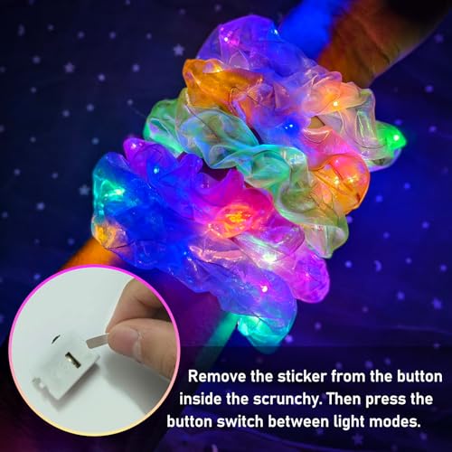 20 PCS Light up Scrunchies, 3 Glow Mode, Hair Accessories for Women, Glow in the Dark Party Supply for Festival Rave Slumb...
