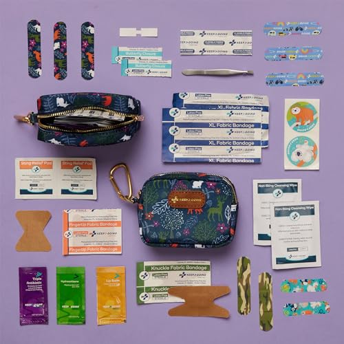 KeepGoing Small Travel First Aid Kit Kids – 60 Pc. Mini First Aid Kit for Purse, Diaper Bag, & Backpack with Latex-Free Ba...