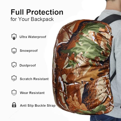 Evotopf Waterproof Backpack Rain Cover with Anti Slip Buckle Strap for Camping, Hiking, Traveling, Hunting, Biking, 15-80L