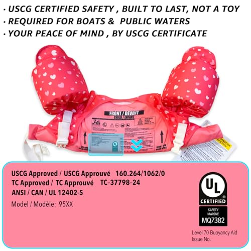 BLUEMARS USCG Toddler Life Jacket Swim Vest for Age 1/2/3/4/5/6 Years Old, Coast Guard Approved Toddler Floaties for Pool ...