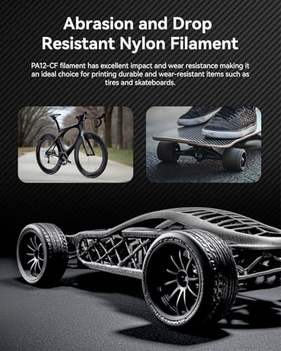 SUNLU 0.5KG PA12-CF Carbon Fiber Nylon Filament 1.75mm Black, Excellent Wear & Oil Resistance, Heat-Resistant Reusable Spo...