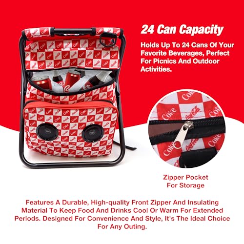 Backpack Stool Cooler Chair with Bluetooth Stereo Speakers, Heavy Duty 400Lbs Max Load, Portable Lightweight Stool Backpac...