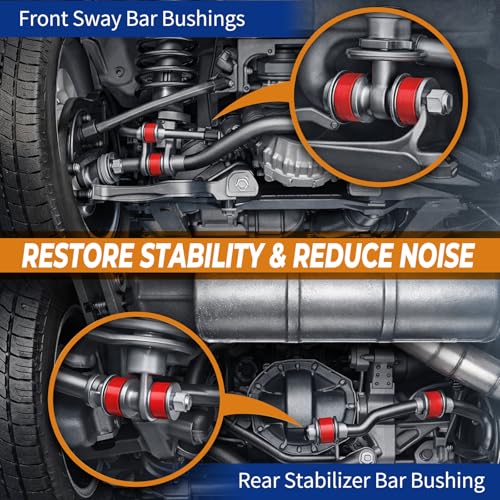 3/8" Universal Sway Bar Bushings Kit,Stabilizer Bar Bushing Repair,Stainless Steel Washers & Nuts,High-Density Flame-Retar...