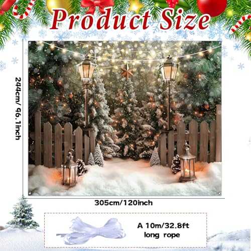 10x8FT Winter Christmas Tree Photography Backdrop Snowy Forest Portrait Background Xmas Snowflake Family Holiday Party Dec...