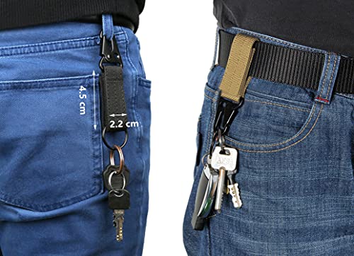 Ginwee 3-Pack Military Style Tactical Belts for Men, Quick-Release Metal Buckle with Molle Key Ring Holder