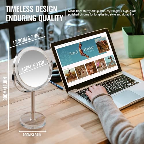 Auxmir 1X/ 30X Magnifying Mirror, Makeup Mirror with Tweezer, 6.8'' Double Sided Round Vanity Tabletop Mirror, 360¡Æ Rotation Portable for Dressing Table Desk Bathroom Bedroom Travel, Clear
