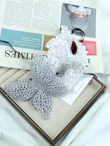 iamrzye Masquerade Mask for Women Sparkly Venetian Mask Butterfly Cosplay Mask Halloween Costume Eyemask