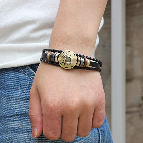 Dcfywl731 2Pcs Gemini Zodiac Bracelets for Women 12 Constellations Multilayer Leather Bracelet Handmade Woven Zodiac Sign Wrap W