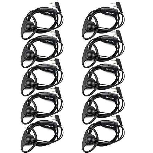 Retevis Case of 10, Walkie Talkies Earpiece with Mic 2 Pin D-Type Headset for H-777 RT22 RT21 RT86S, Compatible with Pxton Kenwood Baofeng BF-888S Walkie Talkies, Walkie Talkie Earpiece(10 Pack)