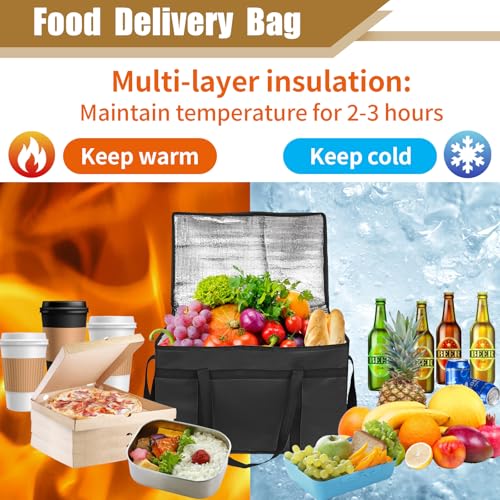 PEASUG Insulated Bags for Food Delivery, XXXL Pizza Delivery Bags, Large Capacity Cooler Bag Keep Food Warm for Grocery Sh...