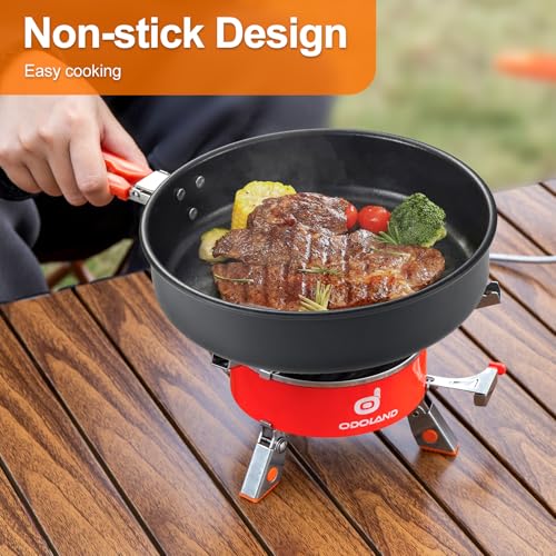 Odoland Camping Cookware Mess Kit, Non-Stick Lightweight Camping Pot and Fry Pan Set with Mesh Bag for Backpacking, Outdoo...